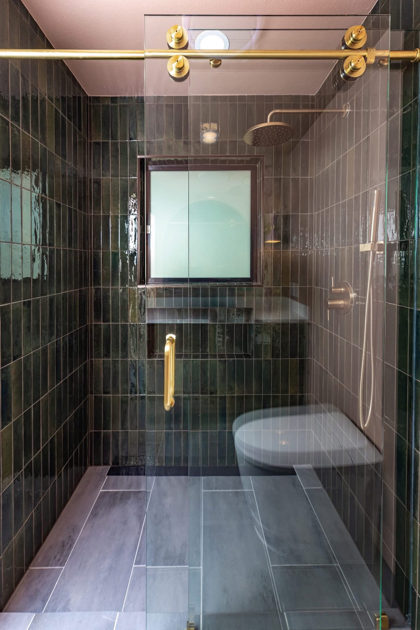 Completed bathroom remodeling austin tx with modern tile and vanity